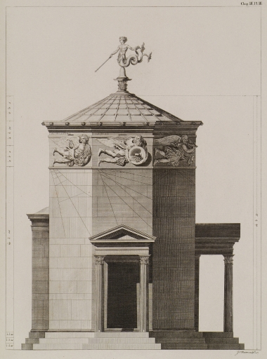 Όψη του Υδραυλικού Ρολογιού του Ανδρονίκου Κυρρήστου (Πύργος των Αέρηδων).