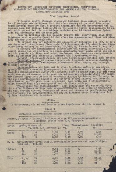 Μελέτη του Σιτηρεσίου των εργατικών οικογενειών υπαλλήλων και μικροεπαγγελματιών των Αθηνών κατά την περίοδον Ιανουαρίου-Απριλίου 1943