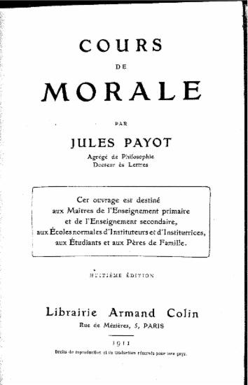 Cours de morale / par Jules Payot...