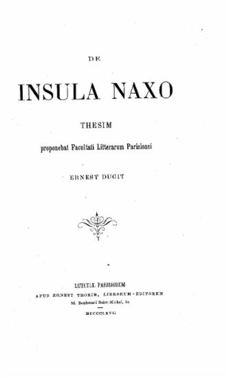 De insula Naxo /  Ernest Dugit.