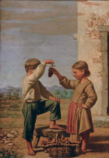 ΜΗΝΙΑΤΗΣ Γεώργιος (1820-1895) “Δύο παιδιά με σταφύλια”, 1870