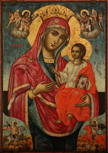 The Mother of God Eleousa (Compassionate), with military saints.