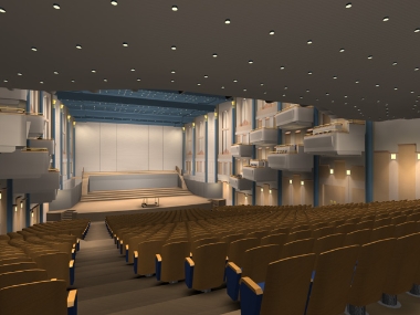 3D representation of the stage and the front part of the hall of Friends of Music (Building M1)