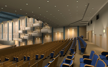 3D visualization of the square of the Friends of Music Hall (Building M1)