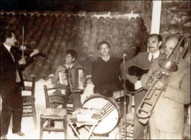 Lesbos Island (Sykaminea) 1950: Folk feast (glenti) in religious feast