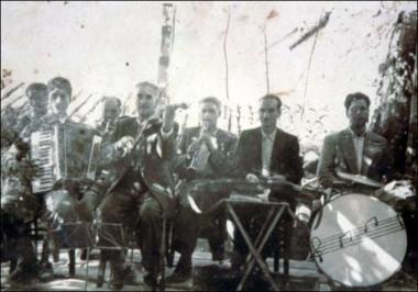 Lesbos Island (Sykaminea) 1952: The music band of Papadopoulon or Moumtzidon in religious feast