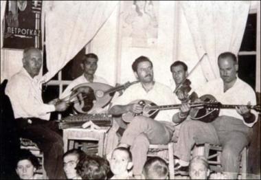 Lesbos Island (Stýpsi) 1959: Musicians in religious feast