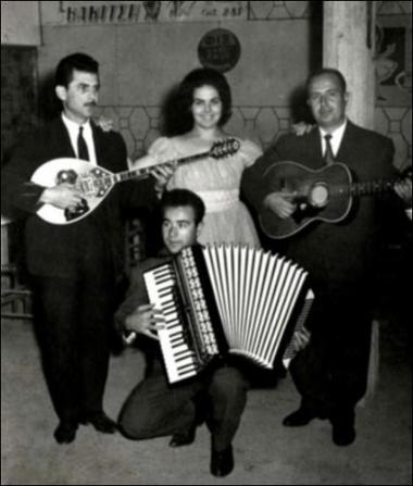 Chios Island (Karfas), 1960: Musicians in a  night club with Greek music