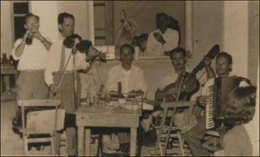 Chios Island (Neochori),1950s: Musicians in a religious feast