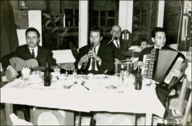 Chios Island (Vaviloi), 1971: Religious feast in a kafeneio (local traditional cafeteria)