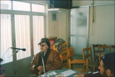 Lemnos Island (Plaka), 1998: Recording of Midelias Christos in a kafeneio (local traditional cafeteria)