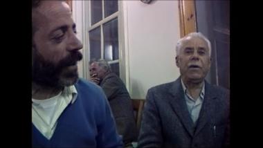 Lesbos Island (Pamfila), 1997: Stratis Rallis and Solon Lekkas singing at a revelry