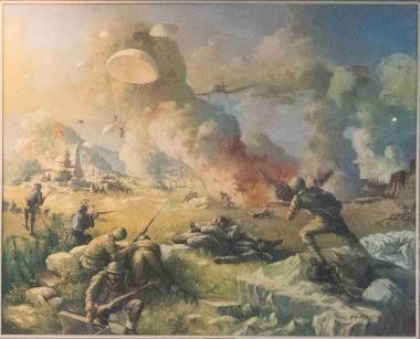 Oil painting (The Battle of Crete, 1941) Work of N. Kontopanos.