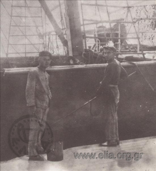 Nikos Kavvadias (1910-1975) worKing on a ship.