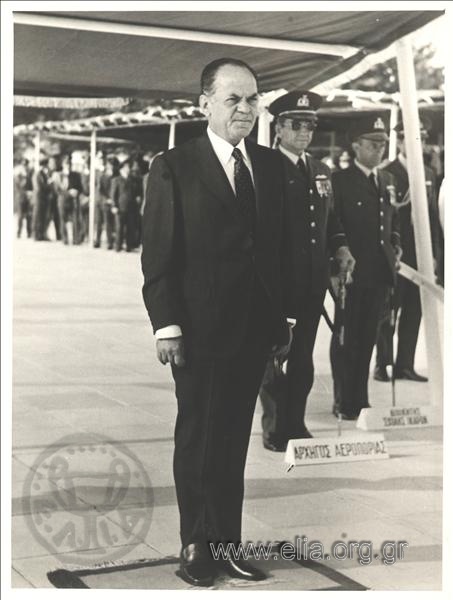 President of the Republic Georgios Papadopoulos attending a military ceremony