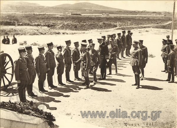 Easter celebration at an artillery camp - high-ranKing officers greeting subordinate officers.