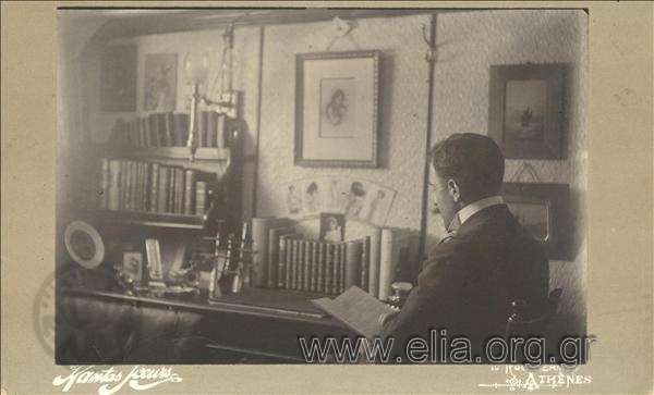 Sofoklis Dousmanis in his cabin on board a naval ship of the Royal Navy