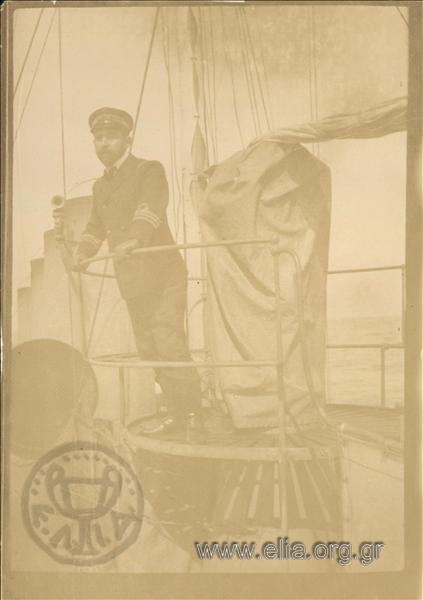 Sofoklis Dousmanis (Lieutenant of the Greek Navy) on board torpedo boat Nafkratousa