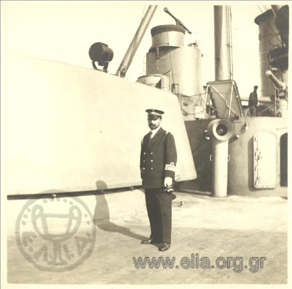 Sofoklis Dousmanis (Naval Lieutenant commander) on board Batteship Averof