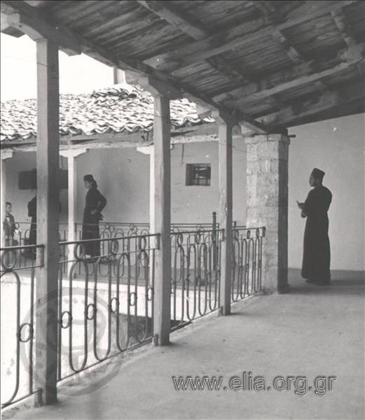 Agia Lavra Monastery, monks outside the cells.