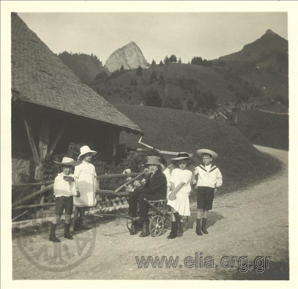 Nikolas Kalas (1907-1988) as a child with friends on a provincial road