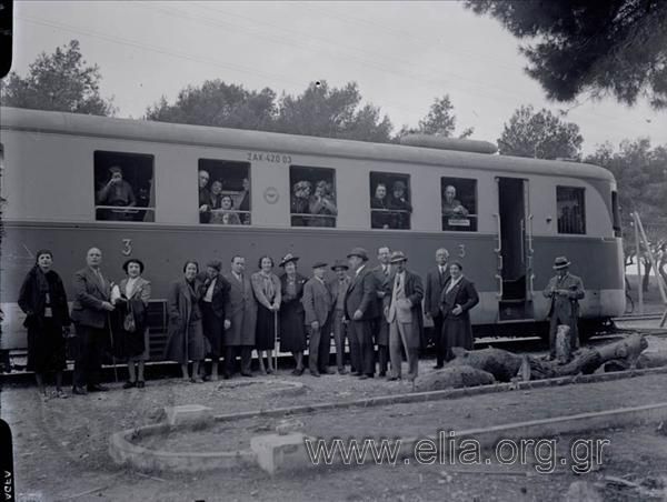 Members of the Greek  Sight-Seeing Club on an excursion coach