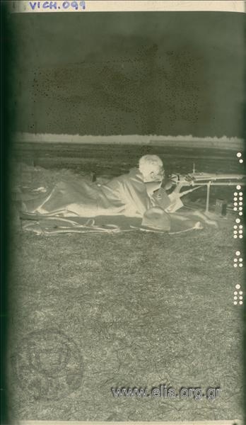 7th Olympic Games, Antwerp 1920. Canadian (?) soldier during gunshot.