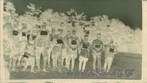 7th Olympic Games, Antwerp 1920. Competitors in firing with an army gun (?).