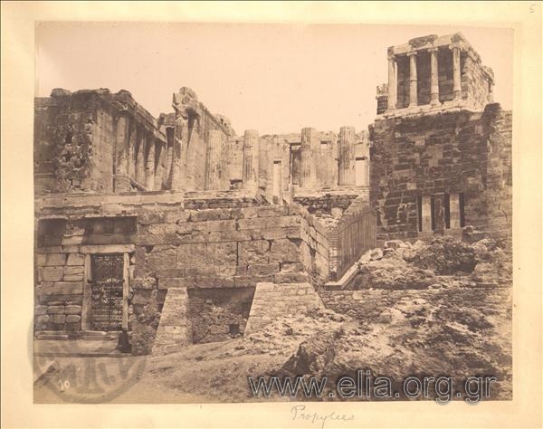 The entrance to the Acropolis, with the Propylaia and the Athena Nike Temple.