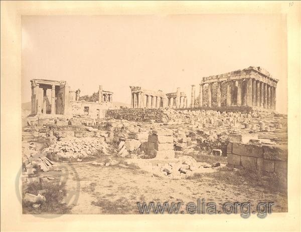 General view of the interior of the Acropolis, the Parthenon and the Erechtheum