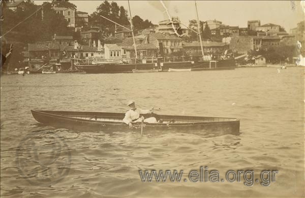 Woman on a race boat