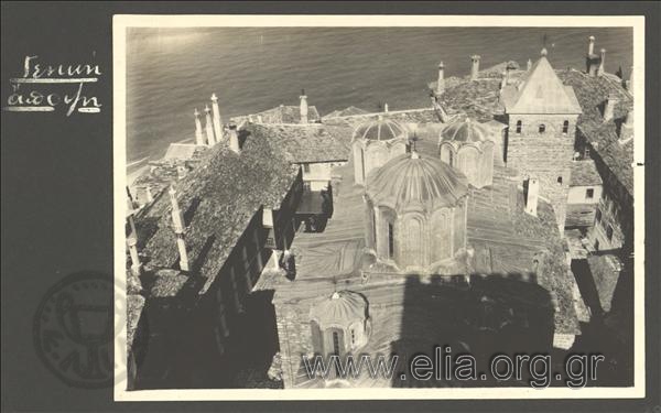 General view of the Monastery of Docheiariou. Journey to Mt. Athos