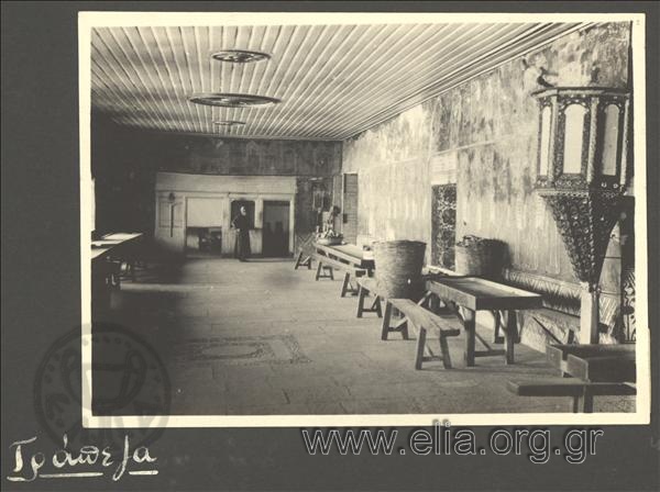 The Refectory (dining hall) of the Dochiariou Monastery . A Journey to Mt. Athos.