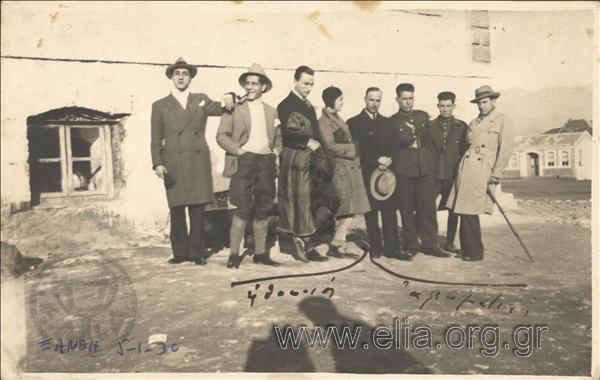 Kostas Santorinaios, Antonis Giannidis, Pelos Katselis, Mairy Sagiannou-Katseli, with officers.