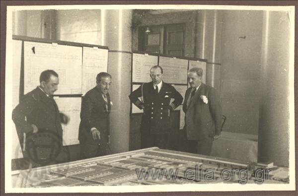 November 9, 1936. The Crown Prince Paul  with Konstantinos Kotzias examine the models of the new projects for the city of Athens.