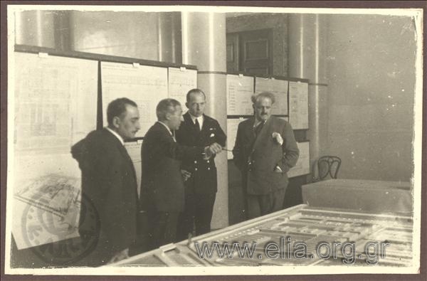 November 9, 1936. The Crown Prince Paul  with Konstantinos Kotzias examine the models of the new projects for the city of Athens.