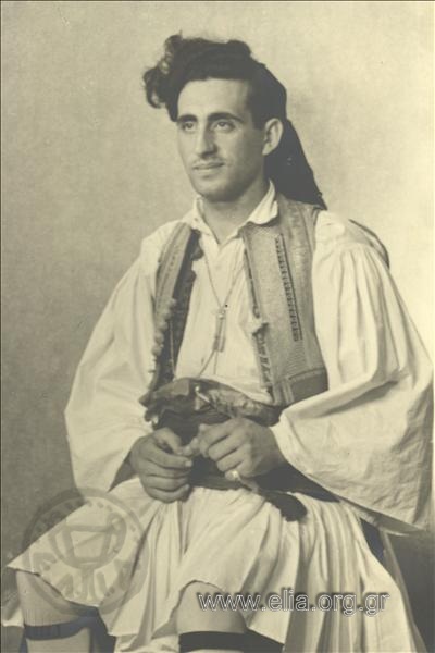 Commemoration of 4th August: man in traditional costume from Continental Greece (?)