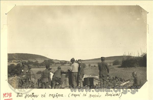 Asia Minor campaign,Greek  soldiers fill their canteens at a fountain near Yenikoy.