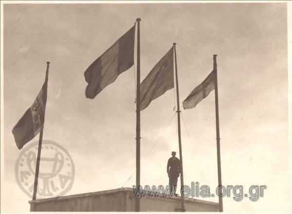 Asia Minor campaign: flags on the roof of the Allied headquarters (?).