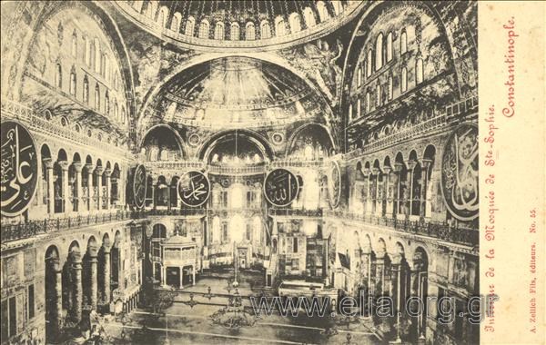 Intérieur de la Mosquée de Ste-Sophie. Constantinople.