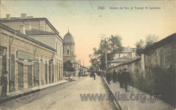 Jasi. Strada de Sus si Turnul St. Spiridon.