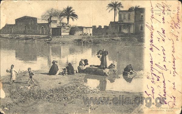 Alexandrie. Laveuses arabes au bord du Nil.