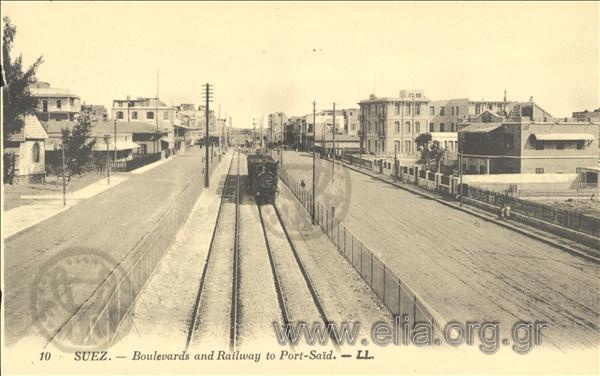 Suez. - Boulevards and Railway to Port-Said.