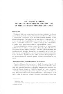 Philosophical Walls: Plato and the Debate on Philopolitics in Athens' Fifth and Fourth Centuries