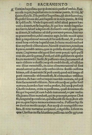 Oratio de Sacramento Eucharistiae, quibus verbis Christi corpus perficiatur. Eiusdem Epistola ad Graecos. Index eorum omniũ quae hic pertractantur