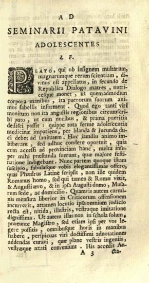 Φαῖδρος. Phaidri Augusti Liberti et Avieni Fabulae cum annotationibus Davidis Hoogstratani. Accedunt Fabulae Graece... Homeris Batrachomyomachia..., Πάντοβα, ex Typographia Seminarii, Joannes Manfrè, 1733.