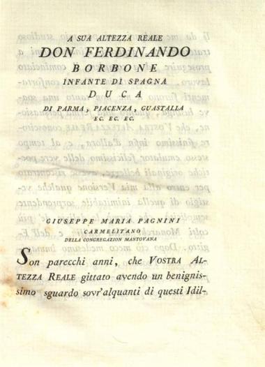 Θεόκριτος - Μόσχος - Βίων - Βιργίλιος. Simmia Greco-latini con la Buccolica di Virgili Latino-Graeca volgarizzati... da Eritisco Pilenejo..., τ. Α´, Πάρμα, Dalla Stamperia Reale, 1780.