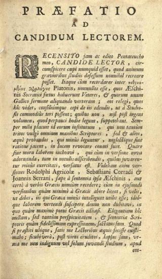 Αἰσχίνης ὁ Σωκρατικός. Aeshinis Socratici Dialogi tres Graece et Latine... vertit et notis illustravit Ioannes Clericus..., Ἄμστερνταμ, Petrus de Cour, 1711.