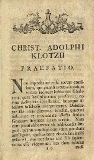 Αἴσωπος. Αἰσώπου Μύθοι..., Maximo Planudi... Ioannis Hudsonis... Io. Michael Heusinger... Christ. Adolph. Klotzius..., Eisenach, sumptibus M.G. Griesbachii Filii, 1771.