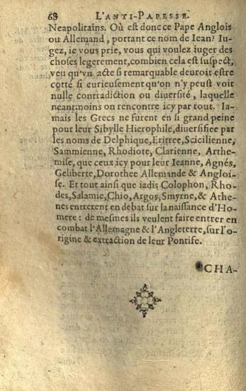 Frorimond de Raemond. L’Anti-Papesse, ou Erreurs Populaire La Papesse Ieanne. Par Florimond de Raemond, Conseiller du Roy en sa Cour de Parlement de Bordeaux..., Cambray, Iean de la Riuiere, 1613.